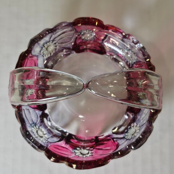 Vintage Westmoreland Glass Pink Lavender Dogwood/Pansy Split Handle - Picture 3 of 8